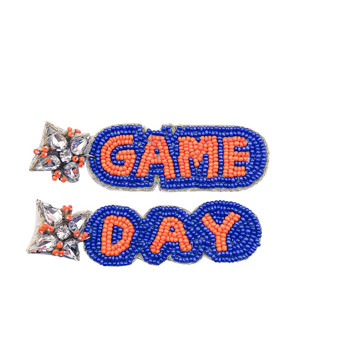 Game Day Beaded Blue/Orange Earring S50