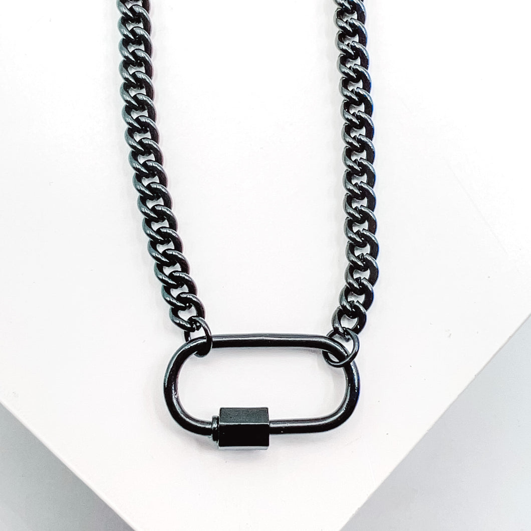 Black Enamel Clip Necklace
