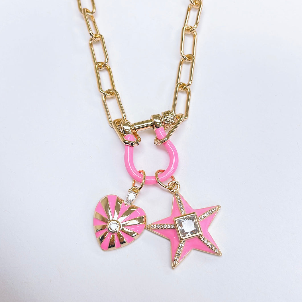 Horseshoe Pink Charms J29