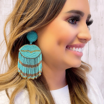 Lip Tassel  Turquoise D8