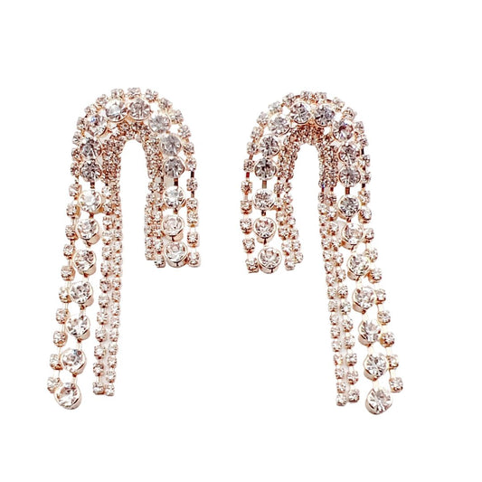 Half Crystal Dangle Earring Gold