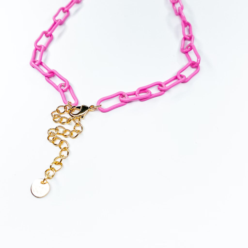 Link pink necklace N-9