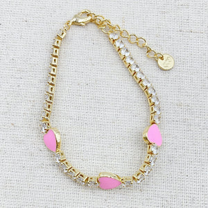 Pink Heart Crystal Bracelet O35