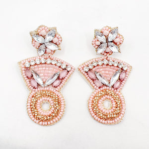 With This Ring Pink Beaded Earrings D19