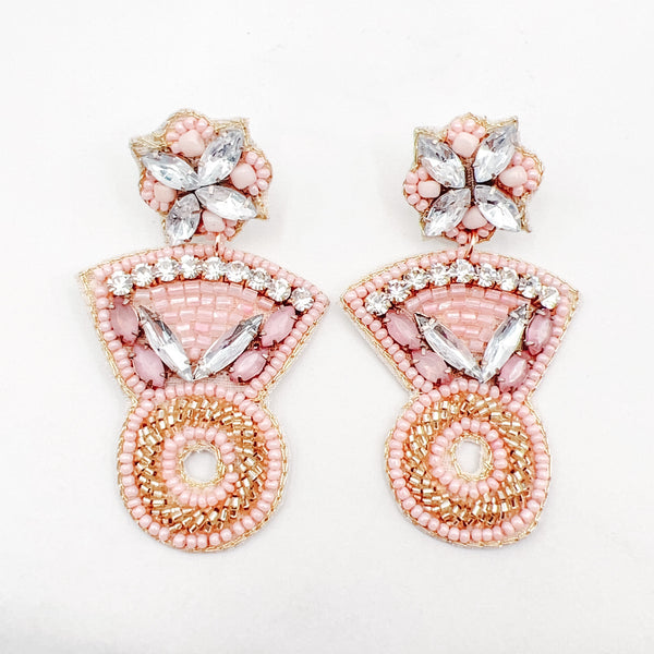 With This Ring Pink Beaded Earrings