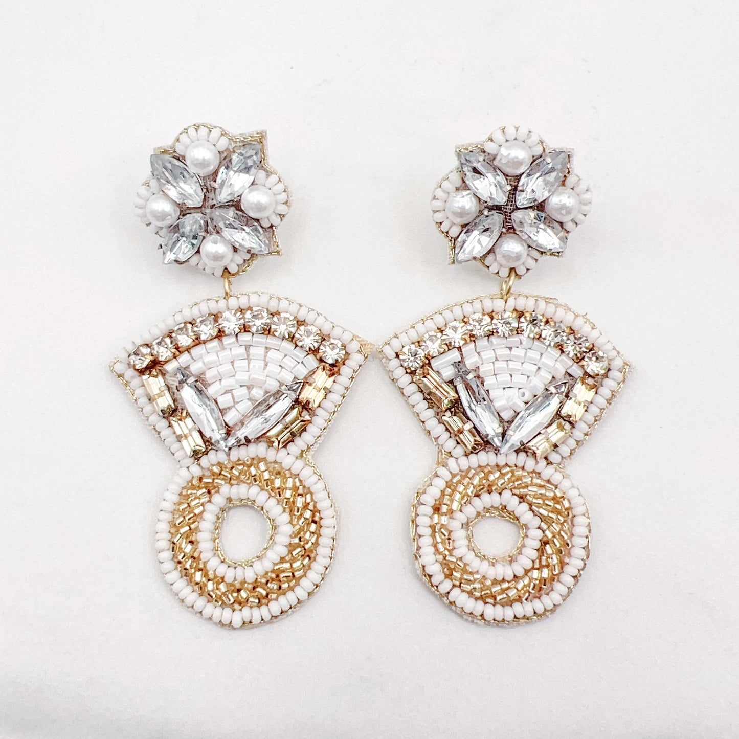 With This Ring White Beaded Earrings D18