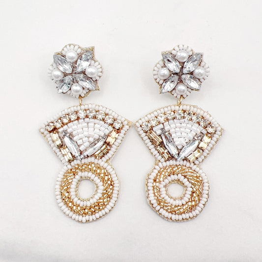 With This Ring White Beaded Earrings D18